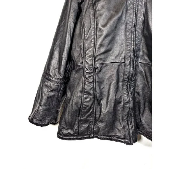 Classic Bullhide B-3 Leather Bomber Jacket Men’s XL Black Shearling Aviator Vtg